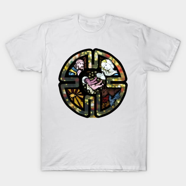 Nativity Cross Labyrinth – Christmas Art T-Shirt by Bill Ressl at Center To Awaken Kindness